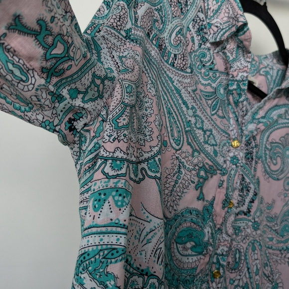 Charter Club Luxury 100% Linen Paisley Print Long Sleeve Button Up Sz M - Picture 8 of 15